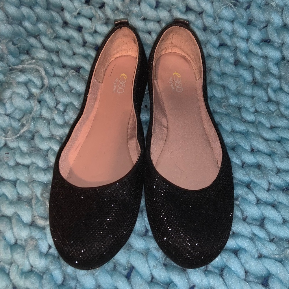 Black sequin ballet flats